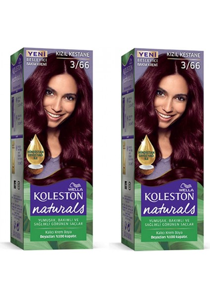 Naturals Saç Boyası Kızıl Kestane 3/66 2x Paket