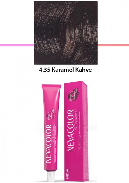 Premium 4.35 Karamel Kahve - Kalıcı Krem Saç Boyası 50 G Tüp
