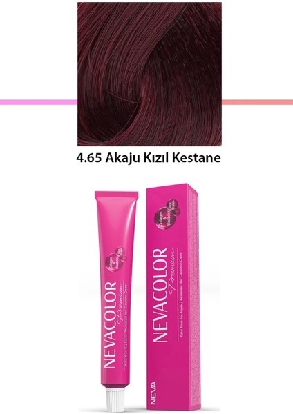 Premium 4.65 Akaju Kızıl Kestane - Kalıcı Krem Saç Boyası 50 G Tüp