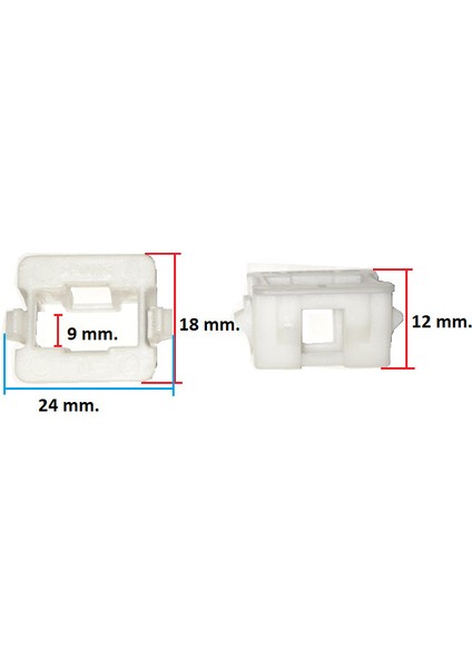 Klıps Baglantı Agrafı Elemanı Tutucu Boy:24 Mm.en:18 Mm.yükseklik:12 Mm.iç Boşluk 9 Mm.