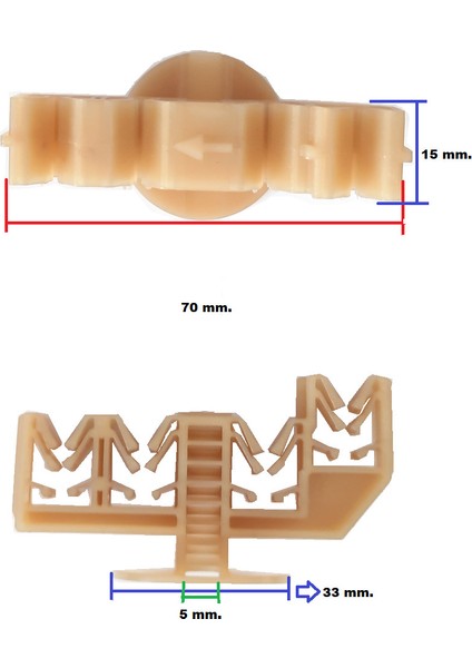 Klıps 4lü Boru Agrafı Boy:70 Mm.en:15 Mm.şapka:33 Mm.bağlantı Deliği:5 Mm.kanallı