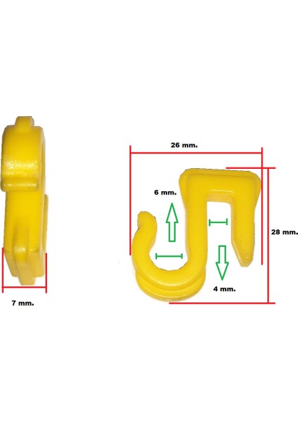 Klıps Kablo-Hortum-Halat Gerdirme Maoası By:28 Mm.en:26 Mm.kalınlık En:7 Mm.tutucu Yuva :6-4 Mm.