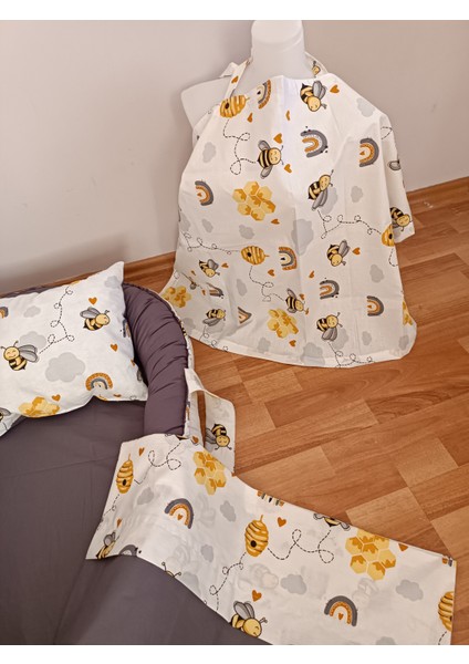 Arılı Antrasit Oval Yataklı 7 Parça Babynest Seti fiyatları