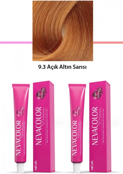 2 Li Set Premium 9.3 Açık Altın Sarısı - Kalıcı Krem Saç Boyası 2 x 50 G Tüp