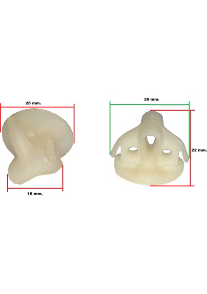Klıps Döşeme-Tampon-Kaplama Boy:22 Mm.şapka:25 Mm.tutucu En:28 Mm.tutucu Alt:16 Mm.