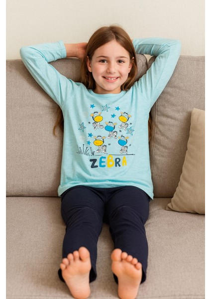 Çocuk Pijama Takımı %100 Pamuk Zebra Desenli