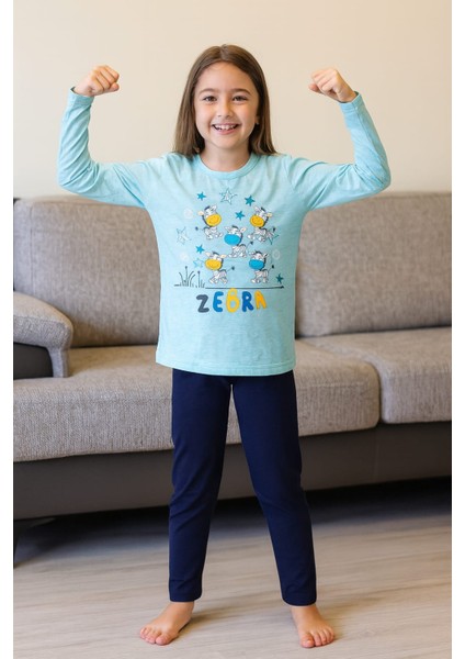 Çocuk Pijama Takımı %100 Pamuk Zebra Desenli modelleri