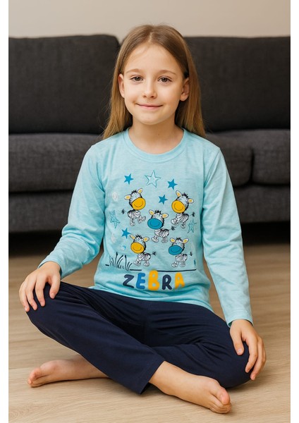 Çocuk Pijama Takımı %100 Pamuk Zebra Desenli fırsatları