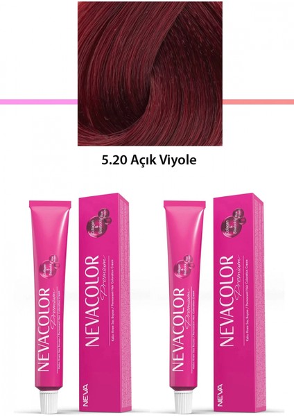 2 Li Set Premium 5.20 Açık Viyole - Kalıcı Krem Saç Boyası 2 x 50 G Tüp