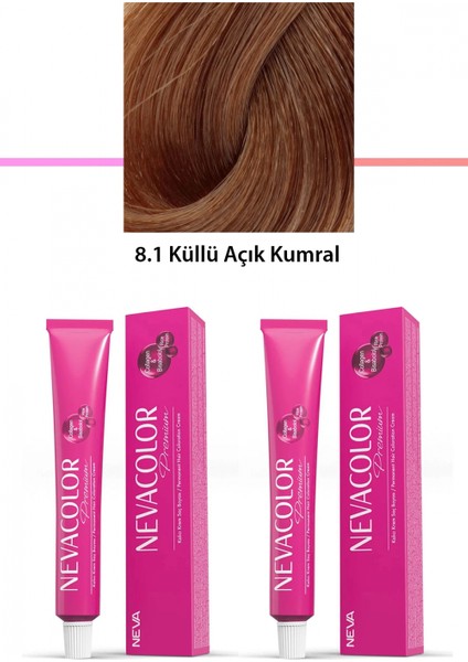 2 Li Set Premium 8.1 Küllü Açık Kumral - Kalıcı Krem Saç Boyası 2 x 50 G Tüp