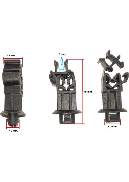 Klıps Kilitli Boru Agrafı Boy:48 Mm.en:12 Mm.tutucu En:12 Tucu Boy:10 Mm.üst Tutucu:5 Mm.