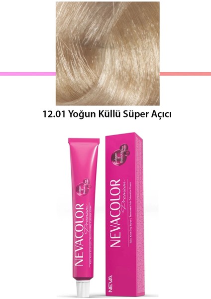 Premium 12.01 Yoğun Küllü Süper Açıcı - Kalıcı Krem Saç Boyası 50 G Tüp