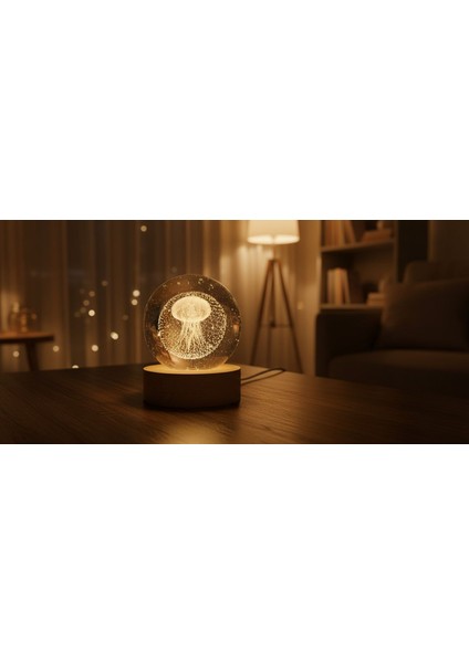 3D LED Deniz Anası Kristal Küre – Sarı Işıklı, Dekoratif ve Hediyelik Ürün fiyatları