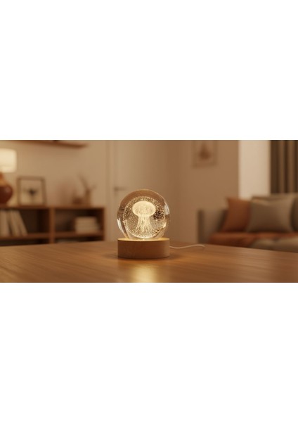 3D LED Deniz Anası Kristal Küre – Sarı Işıklı, Dekoratif ve Hediyelik Ürün indirimleri