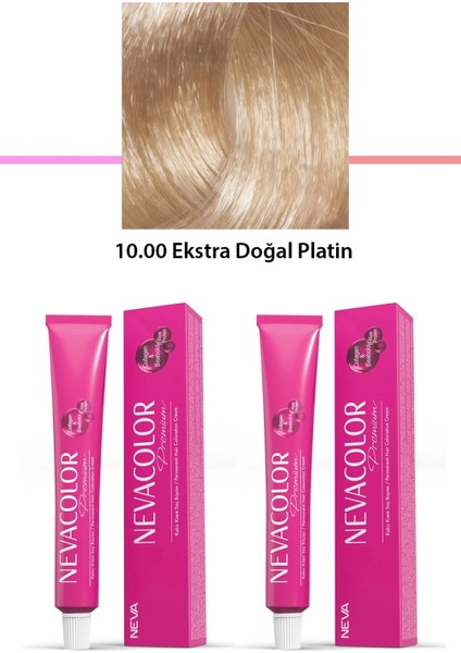 2 Li Set Premium 10.00 Ekstra Doğal Platin - Kalıcı Krem Saç Boyası 2 x 50 G Tüp