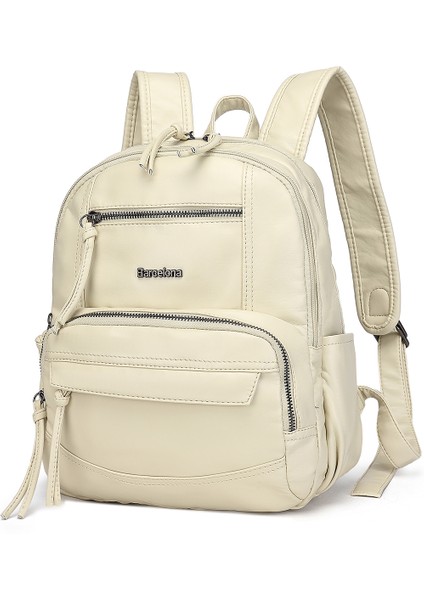 Barcelona Günlük Çok Cepli Orta Boy Kadın Sırt Çantası 1871 Bej fiyatları