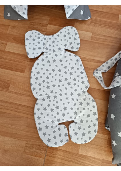 Gri Beyaz Yıldız Oval Yataklı 7 Parça Babynest Seti fiyatları