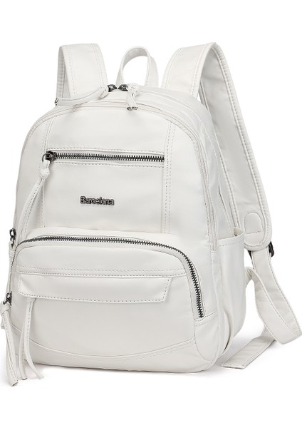 Barcelona Günlük Çok Cepli Orta Boy Kadın Sırt Çantası 1871 Beyaz fiyatları