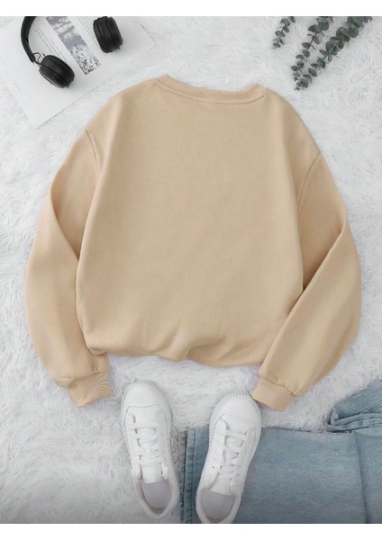 Papatya Baskı Detaylı Bisiklet Yaka Içi Polarlı Sweatshirt fiyatları