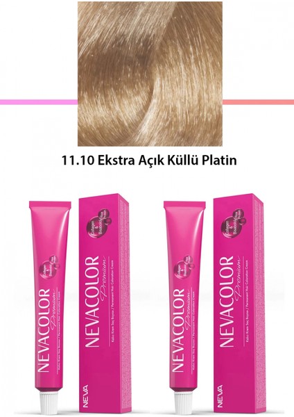 2 Li Set Premium 11.10 Ekstra Açık Küllü Platin - Kalıcı Krem Saç Boyası 2 x 50 G Tüp