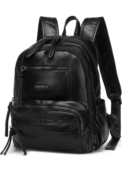 Barcelona Günlük Çok Cepli Orta Boy Kadın Sırt Çantası 1871 Siyah modelleri