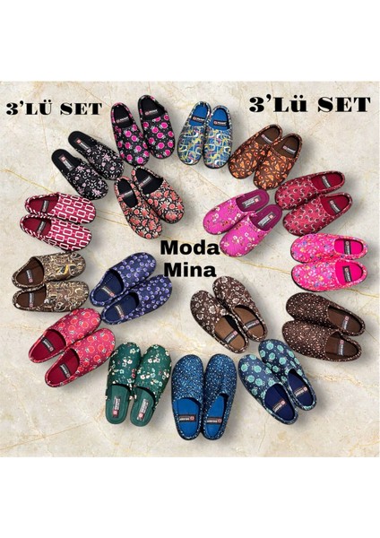 Kadın Ev Terlik ( 3lü Set ) Halı Terliği Zenne Gezer Gondol Kadın Terlik fiyatları