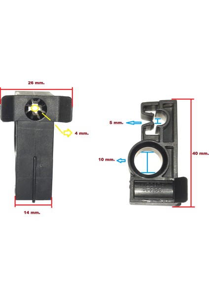 Klıps Taban Dübeli 3 Fonksiyonlu Boy:40 Mm.en:14-26 Mm.delik:10 Mm.tutucu:4-5 Mm.siyah-Beyaz