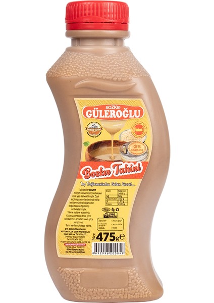 Güleroğlu Kepekli Bozkır Tahini Plastik Kutu Net 475 gr