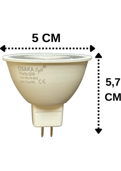(2 Adet) Osaka 12VOLT 7W (50W) Sarı (3000K) Gu5.3 Duylu (Iğne Bacak) LED Spot Ampul modelleri