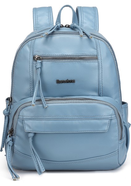 Barcelona Günlük Çok Cepli Orta Boy Kadın Sırt Çantası 1871 Jeans Mavi