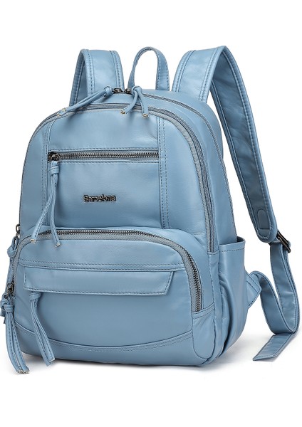 Barcelona Günlük Çok Cepli Orta Boy Kadın Sırt Çantası 1871 Jeans Mavi fiyatları