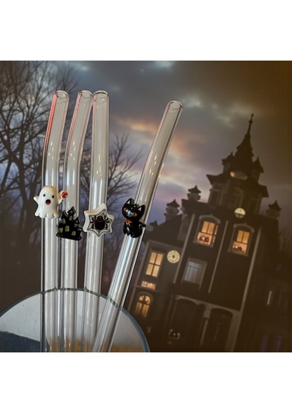 Cam Pipet Halloween - Cadılar Bayramı 4 Adet Set