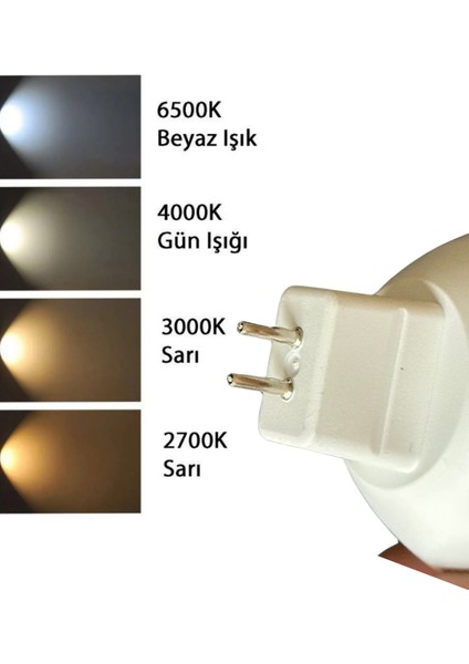 (3 Adet) Osaka 12VOLT 7W (50W) Sarı (3000K) Gu5.3 Duylu (Iğne Bacak) LED Spot Ampul indirimleri
