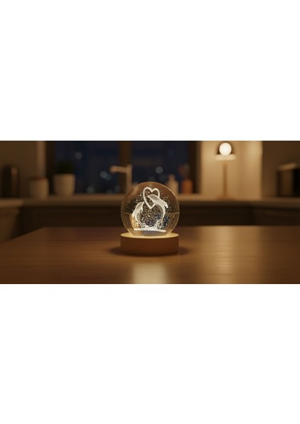3D LED Kalpli Yunus Balığı Kristal Küre – Sarı Işıklı, Dekoratif ve Hediyelik Ürün fiyatları
