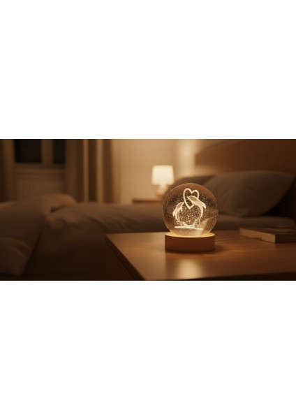 3D LED Kalpli Yunus Balığı Kristal Küre – Sarı Işıklı, Dekoratif ve Hediyelik Ürün modelleri