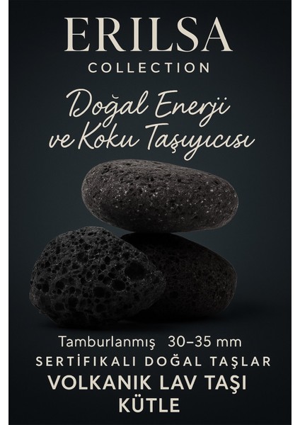 Sertifikalı Doğal Volkanik Lav Taşı Kütle – Tamburlanmış 30-35 mm Enerji ve Koku Taşı