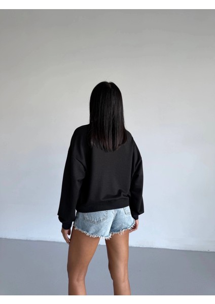 2 Iplik Bisiklet Yaka Sweat Siyah F2339 modelleri