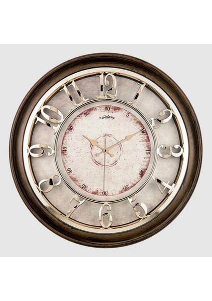 Zengezur Duvar Saati Kahverengi Içi Krem 45CM Kabartma Rakam Metal Akrep Yelkovan Akar Saniye