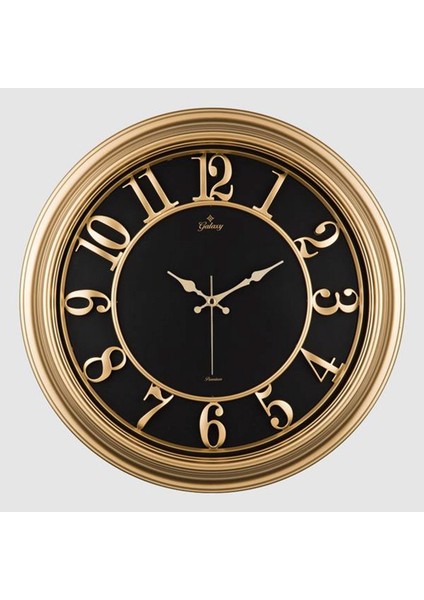 Zengezur Duvar Saati Altin Sarisi Içi Siyah 46CM Kabartma Rakam Metal Akrep Yelkovan Akar Saniye