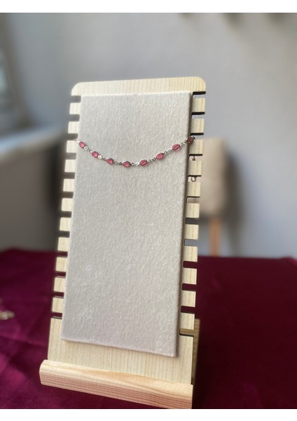 Pembe Oval Detaylı Gümüş Bileklik fiyatları