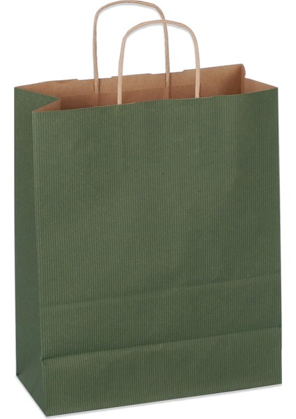 45*50*14 Yeşil Kraft Saplı Kağıt Çanta 25 Adet modelleri