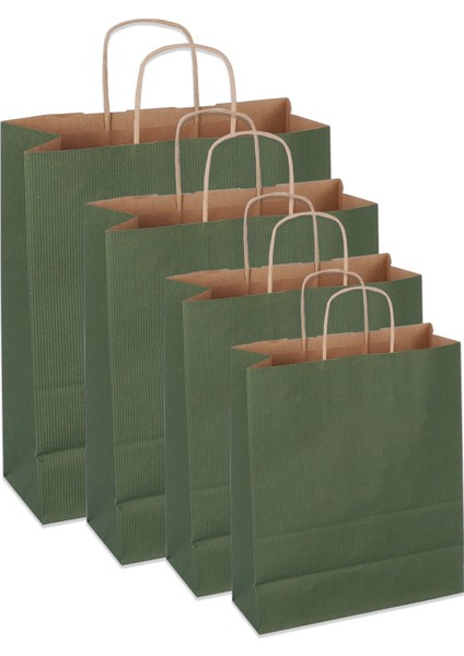45*50*14 Yeşil Kraft Saplı Kağıt Çanta 25 Adet fırsatları