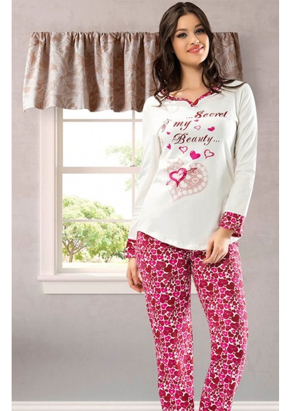 Heart Dreams Kadın Pijama Takımı Kalp Baskılı Kadın Pijama Takım Pamuk Yıpranmaz Dayanıklı Uzun Ömürlü Pijama