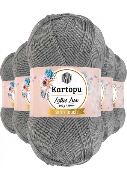 5 Adet Lotus Lux Bikini Büstiyer Bluz Simli Örgü Ipi K941 Açık Gri