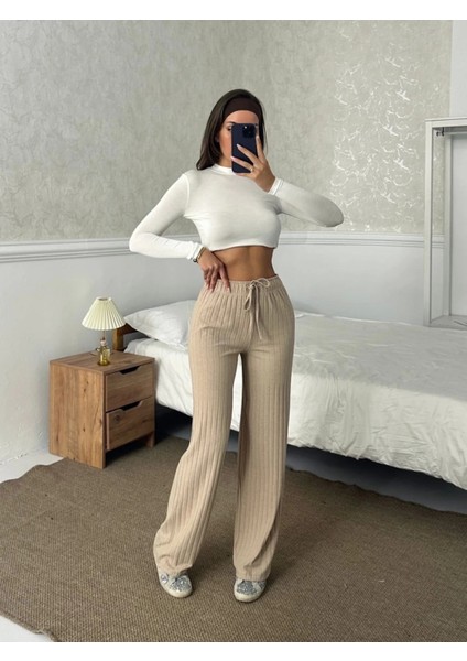 Fitilli Şardonlu Pantolon Bej A4058 modelleri
