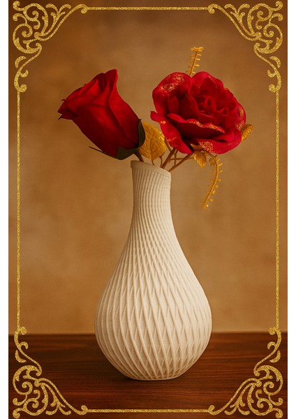 3D Baskı Dekoratif Vazo - Beyaz Pla - 18 cm