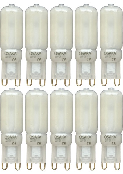 (10 adet) Osaka buzlu 5W Beyaz Işık (6500K) G9 Duylu LED Kapsül Ampul