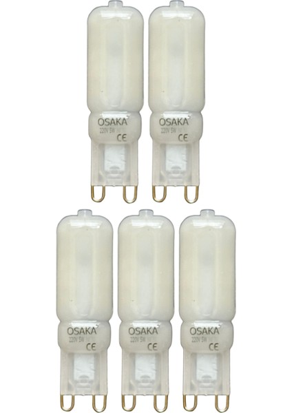 (5 adet) Osaka buzlu 5W Beyaz Işık (6500K) G9 Duylu LED Kapsül Ampul
