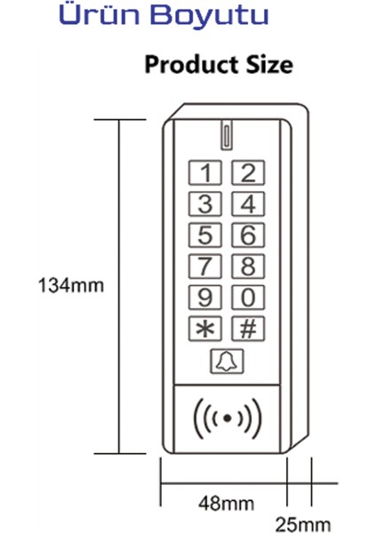Secukey K3 Proximity Zil + Tuş Takımlı Kart Okuyucu
