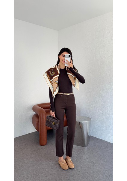 Kahverengi Momfit Jean